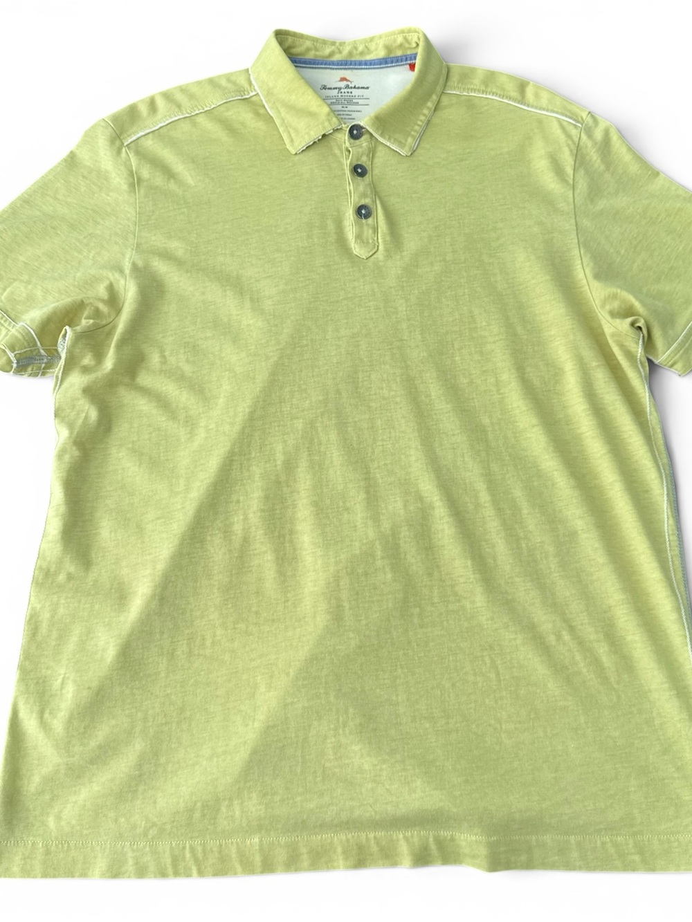 Tommy Bahama Men's Medium Short Sleeve Polo Light Olive Gold Casual Travelwear